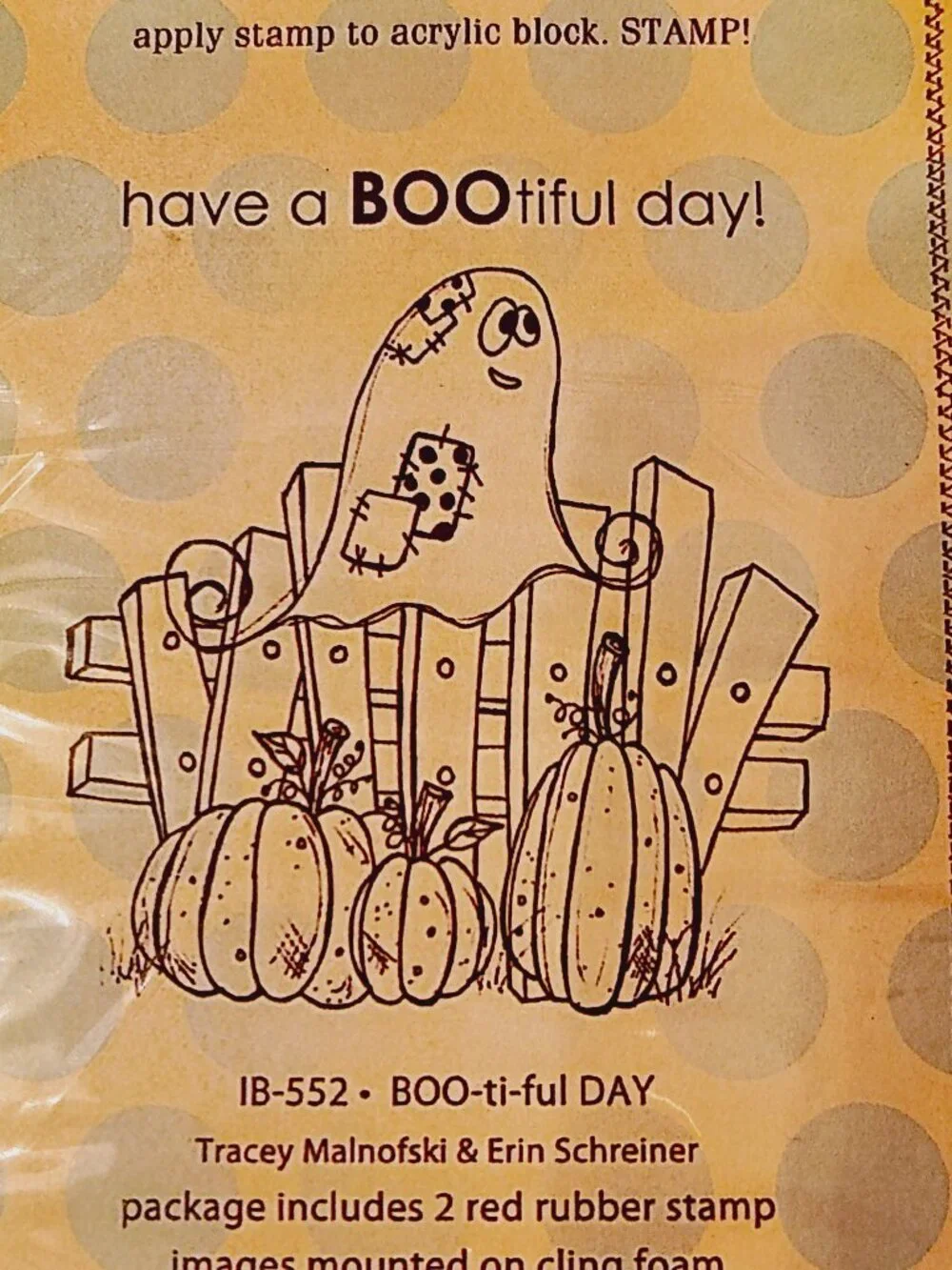 Halloween Rubber Stamp Have A BOOtiful Day Cute Ghost Pumpkins Itty Bitty Unity